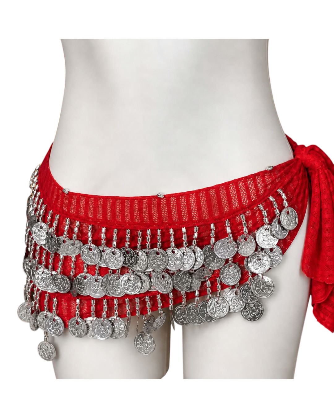 WhatsApp Image 2026-09-05 at 8.20.59 PM Red Belly Dance Hip Belt with Silver Coins - Image 1