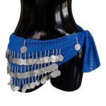 Blue Belly Dance Hip Belt with Silver Coins